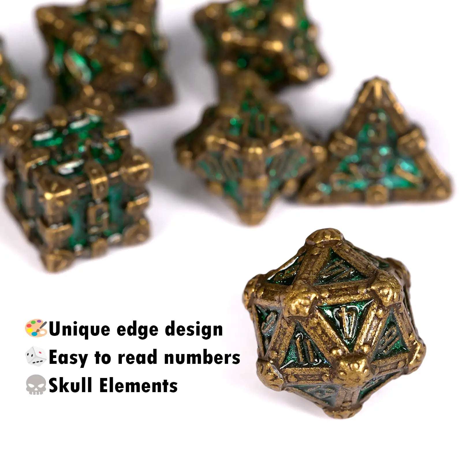 Mysterious dark gothic skeleton series metal dnd dice set - Bear Dice