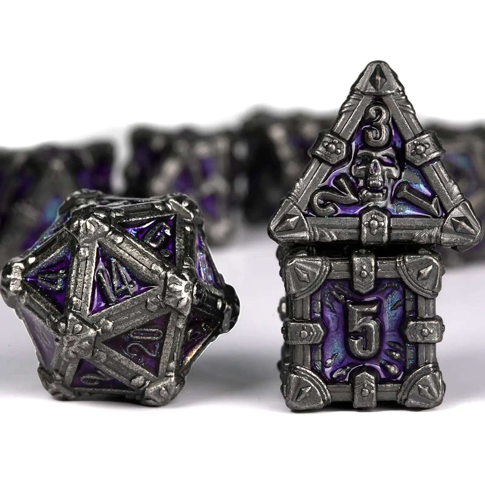 Mysterious dark gothic skeleton series metal dnd dice set - Bear Dice