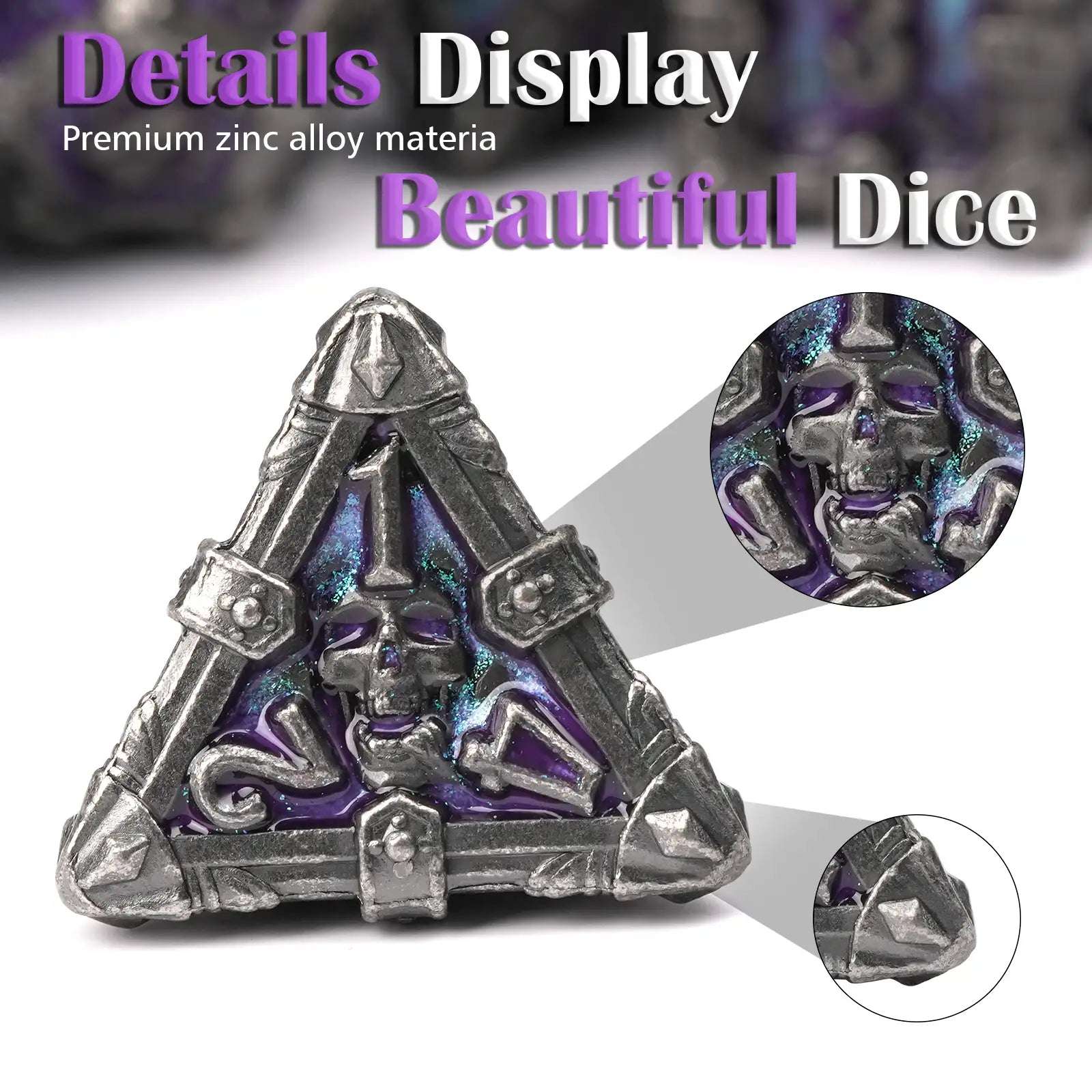 Mysterious dark gothic skeleton series metal dnd dice set - Bear Dice