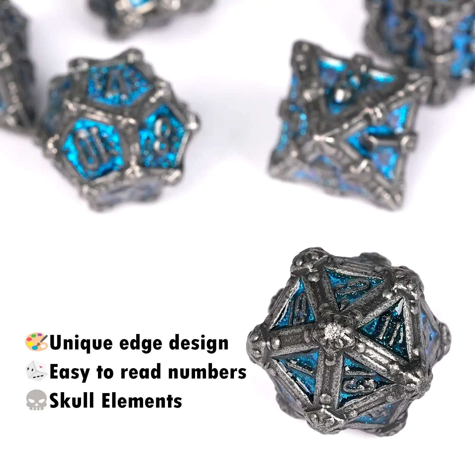 Mysterious dark gothic skeleton series metal dnd dice set - Bear Dice
