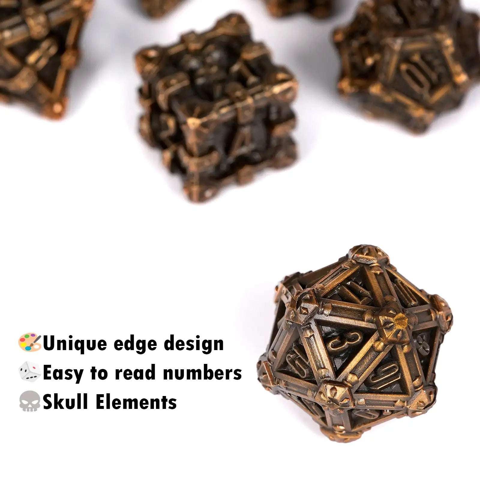 Mysterious dark gothic skeleton series metal dnd dice set - Bear Dice