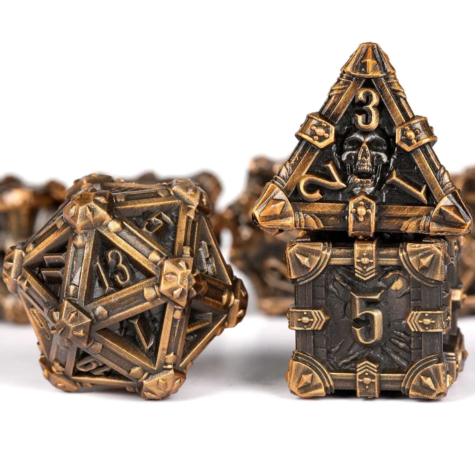 Mysterious dark gothic skeleton series metal dnd dice set - Bear Dice