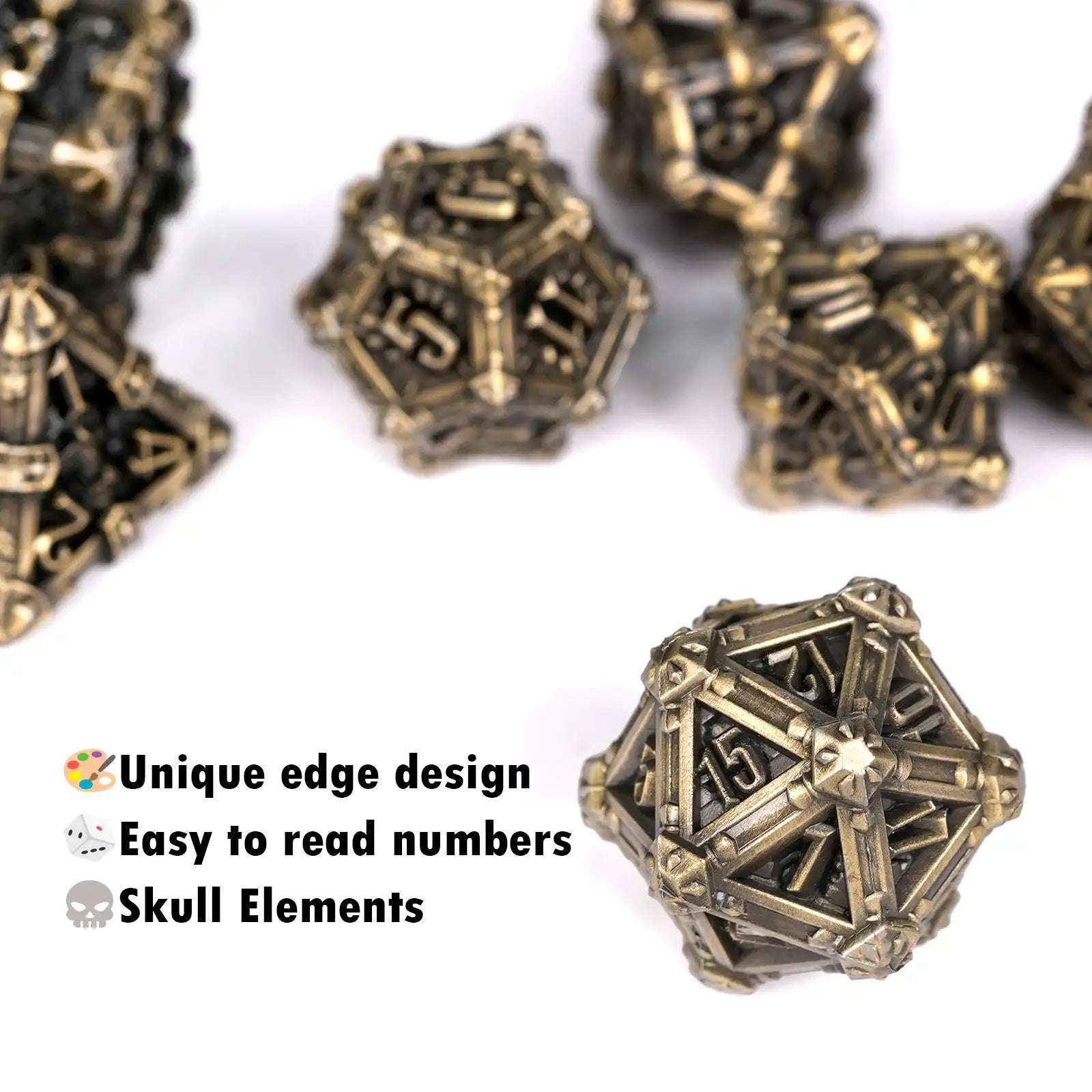Mysterious dark gothic skeleton series metal dnd dice set - Bear Dice