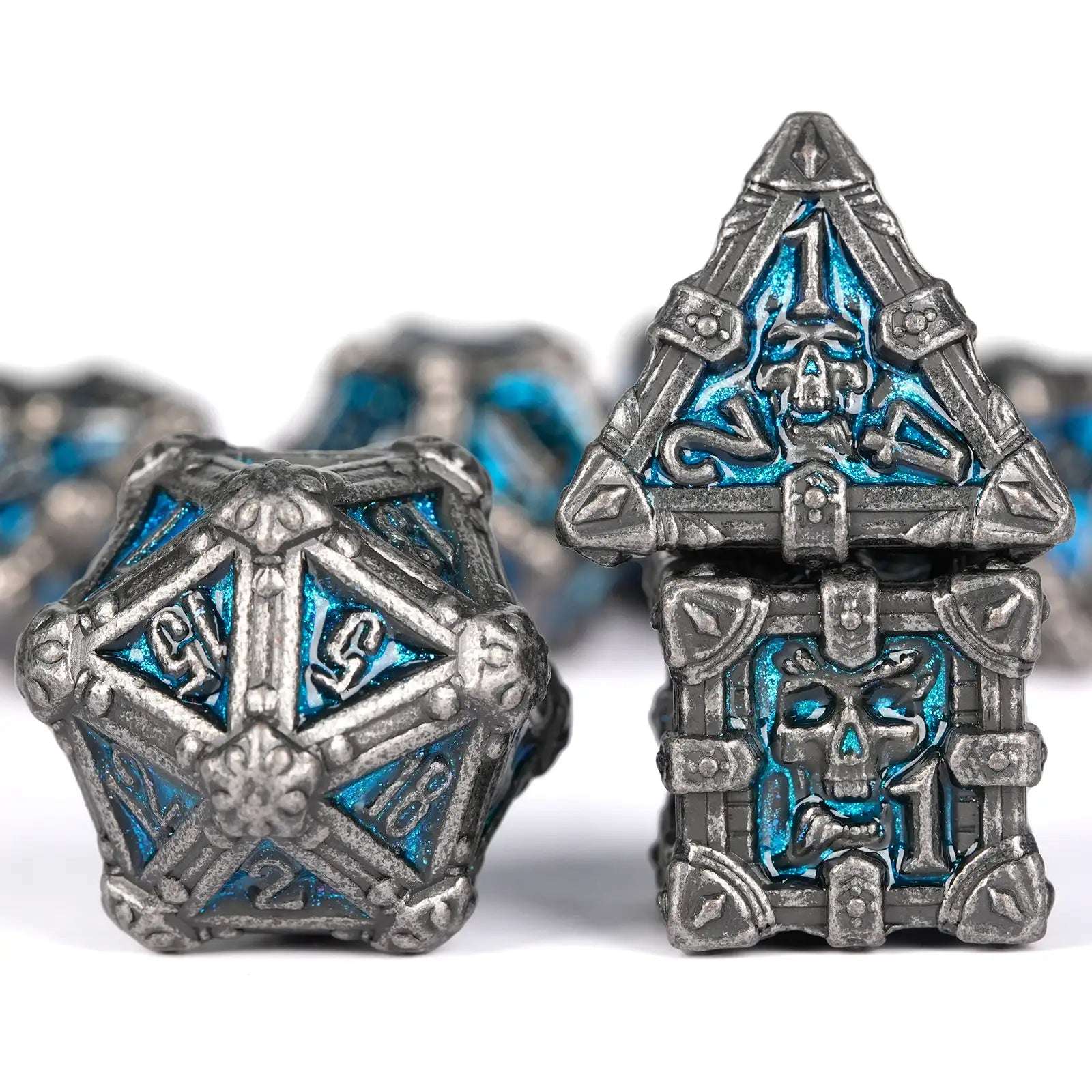 Mysterious dark gothic skeleton series metal dnd dice set - Bear Dice