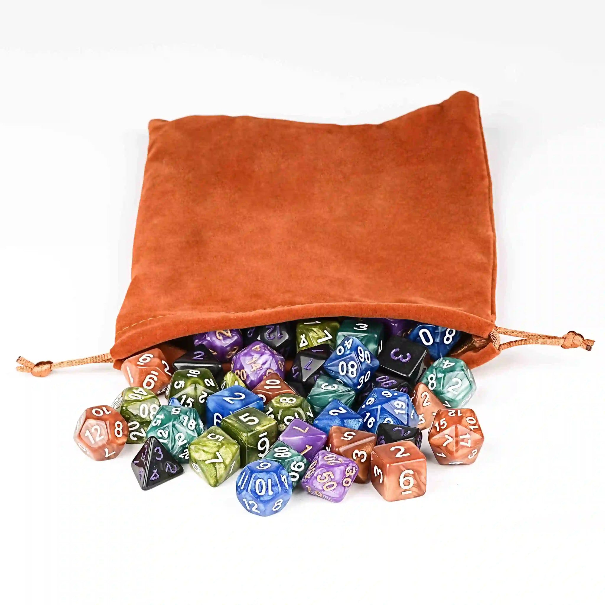 Polyhedral Acrylic DND Dice Set - 5 - Piece Set RPG Dice + Dice Bag - Bear Dice