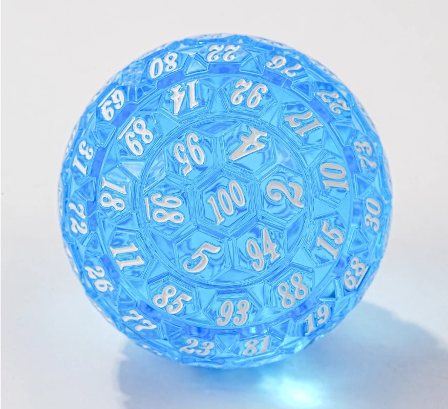 Premium Pink Acrylic D100 Dice – Bright Blue Numbering - Bear Dice