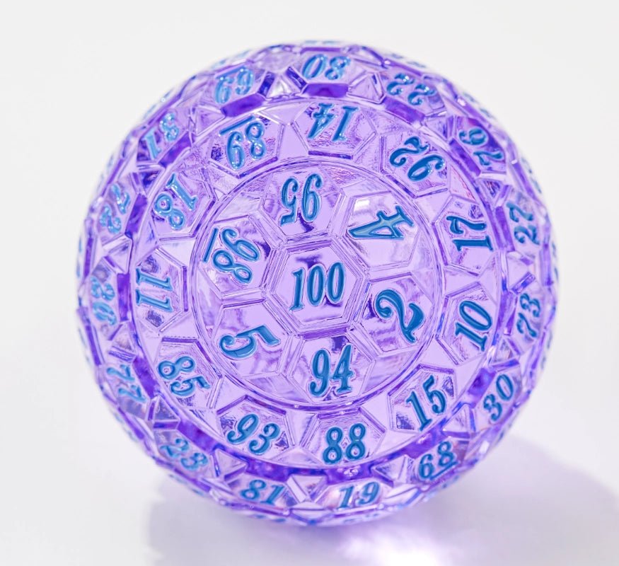 Premium Pink Acrylic D100 Dice – Bright Blue Numbering - Bear Dice