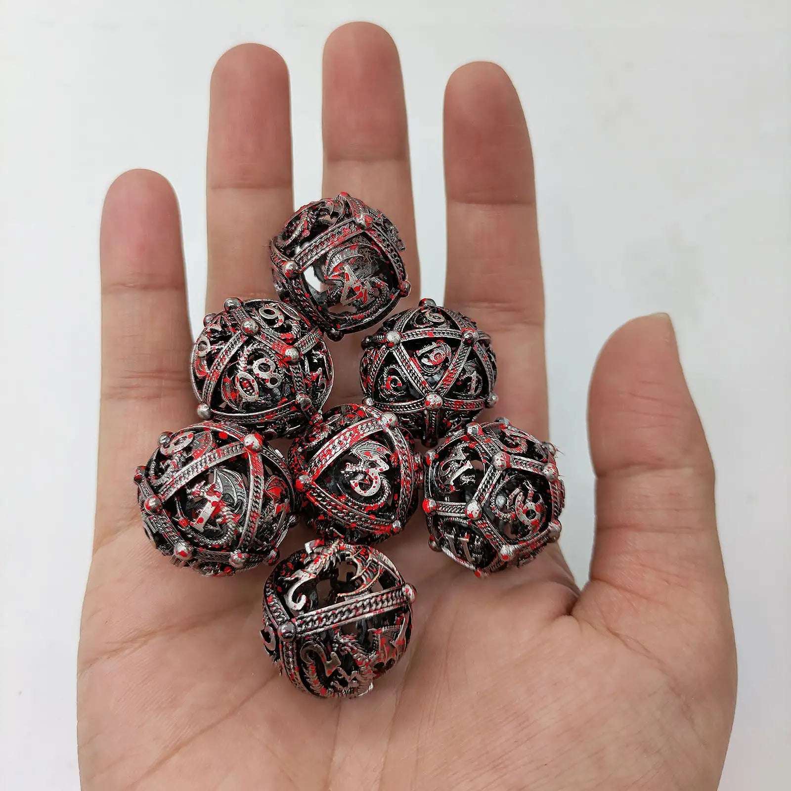 Pteranodon Round Bloodstained Hollow Metal D&D Dice Set - Bear Dice