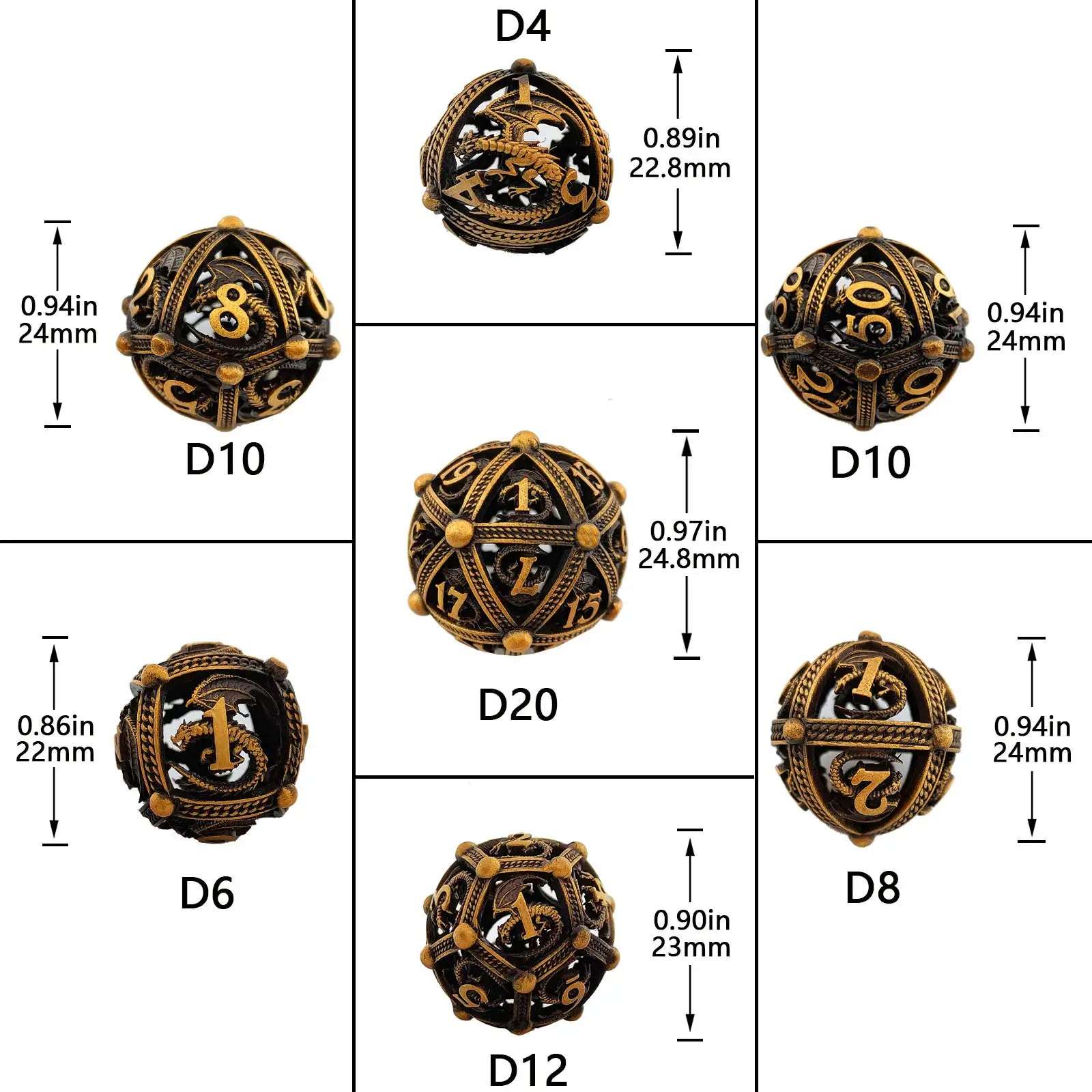 Pteranodon Round Bloodstained Hollow Metal D&D Dice Set - Bear Dice