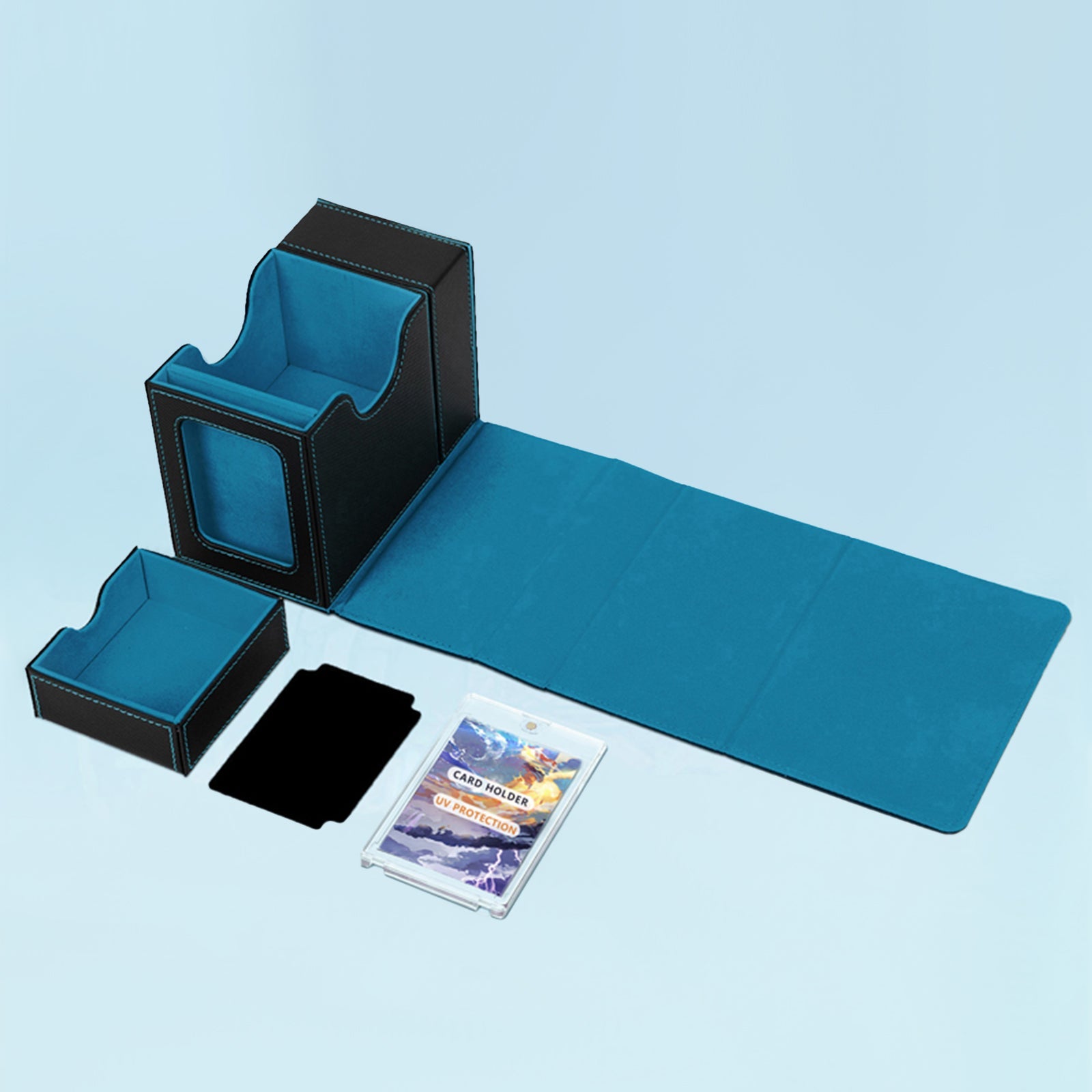 PU Leather Card Box with Dice Tray | Trading Card Storage Box for MTG, Pokemon, DnD, and Board Games - Bear Dice