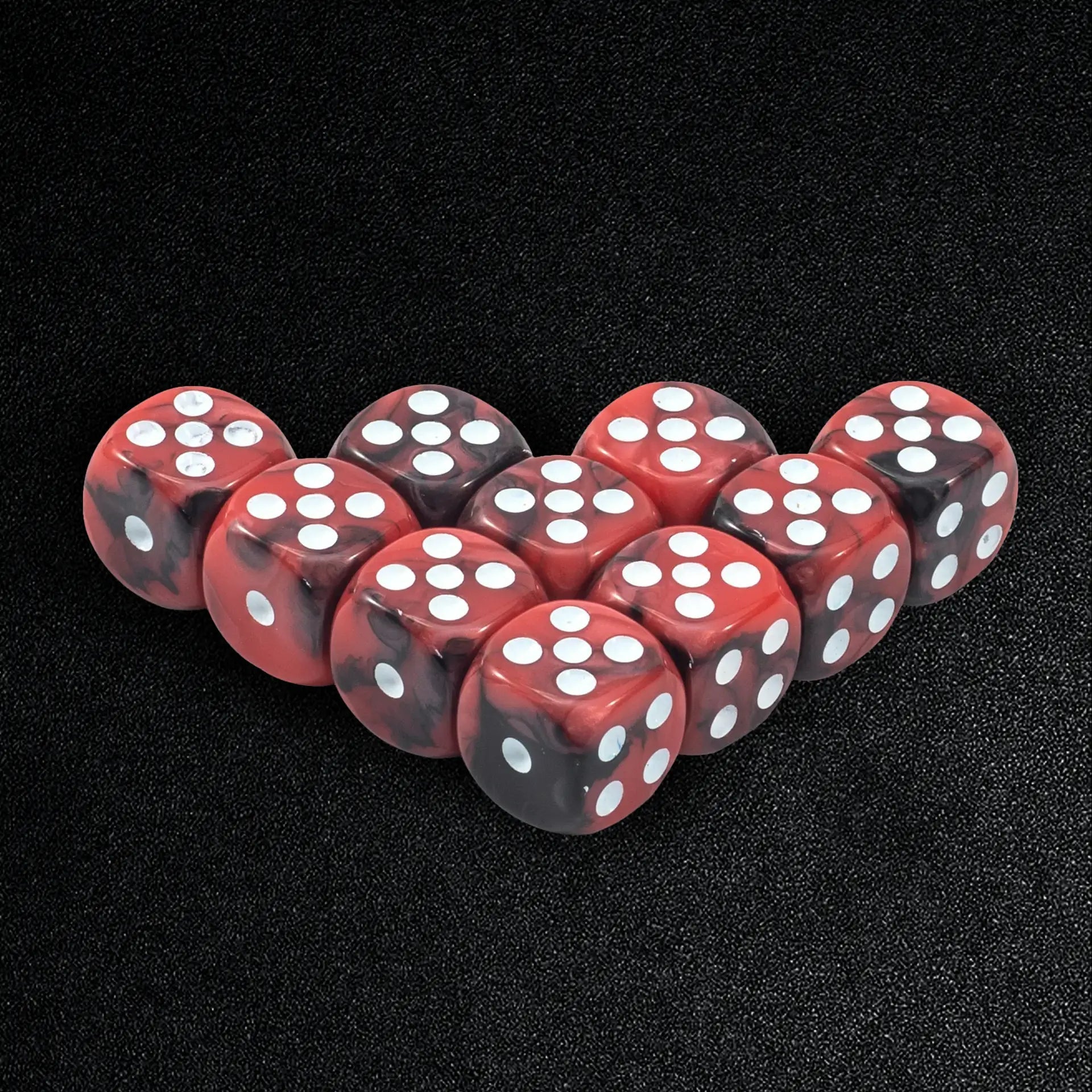 Red and black acrylic dice game props 10 x D6 dice set - Bear Dice