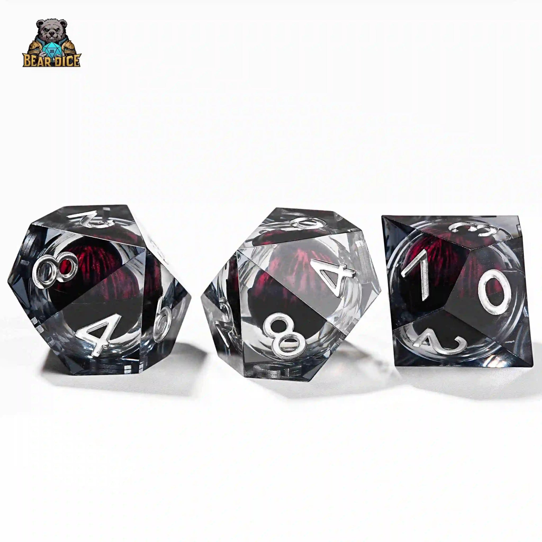 Red Eye Spirit Liquid Lock Black Crystal D10 Dice - Resin 10 Siede Dice - Bear Dice