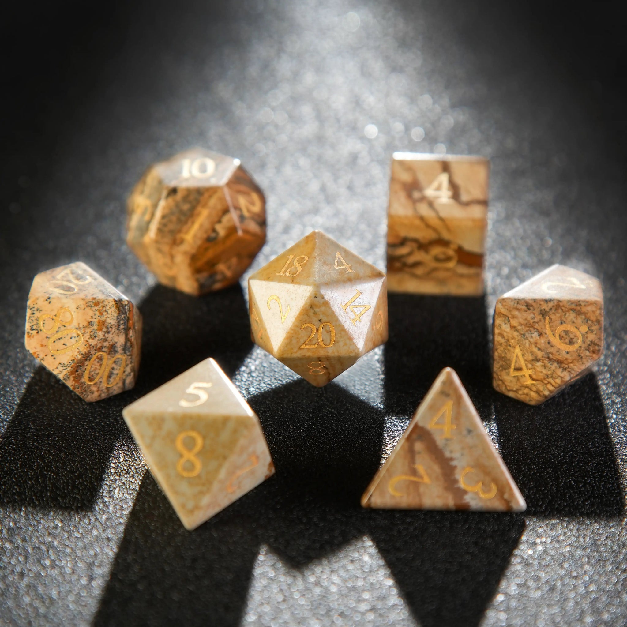 Rock Textured DND Gemstone Dice Set - Bear Dice