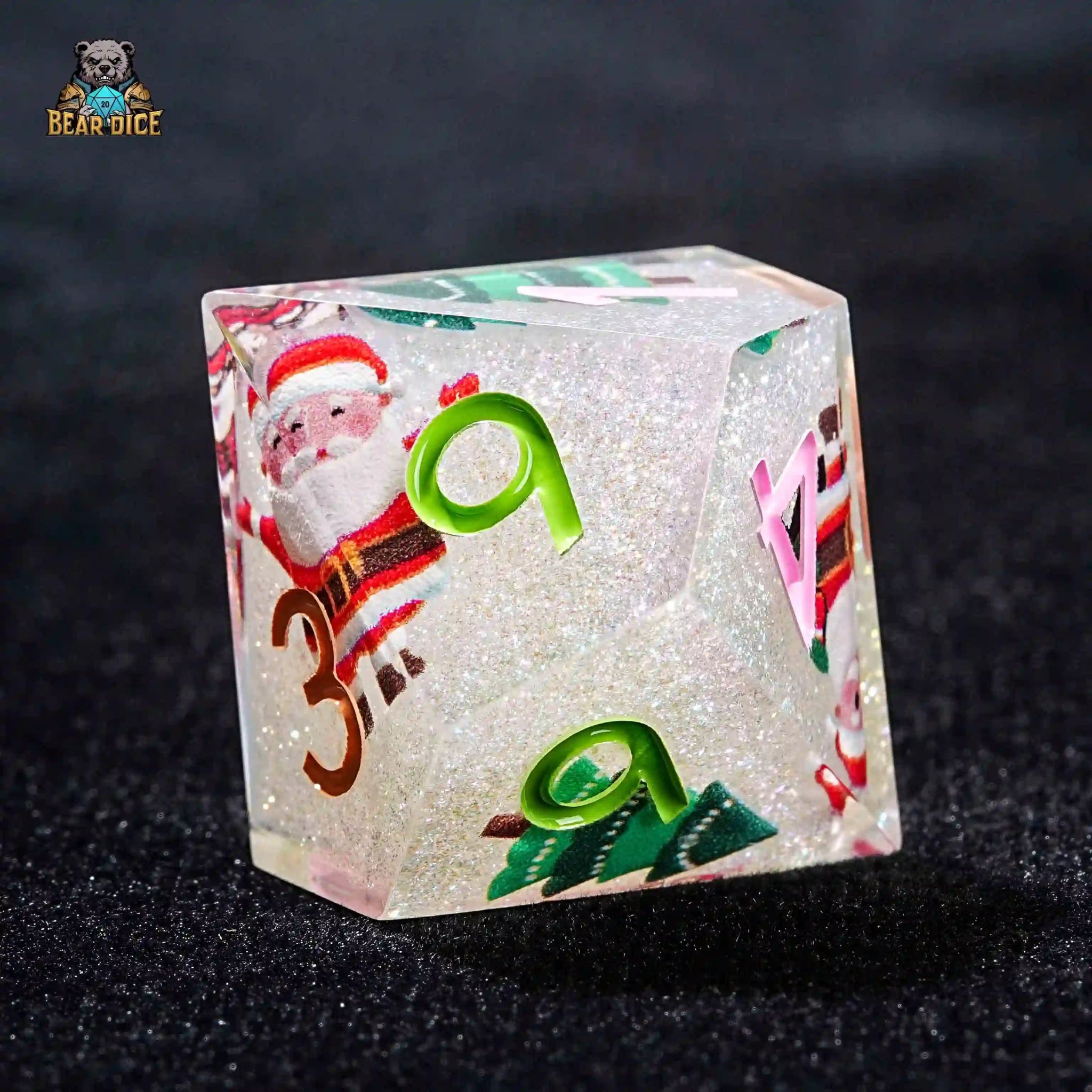 Santa Claus 10 - sided resin dice(D10 Dice) - Bear Dice