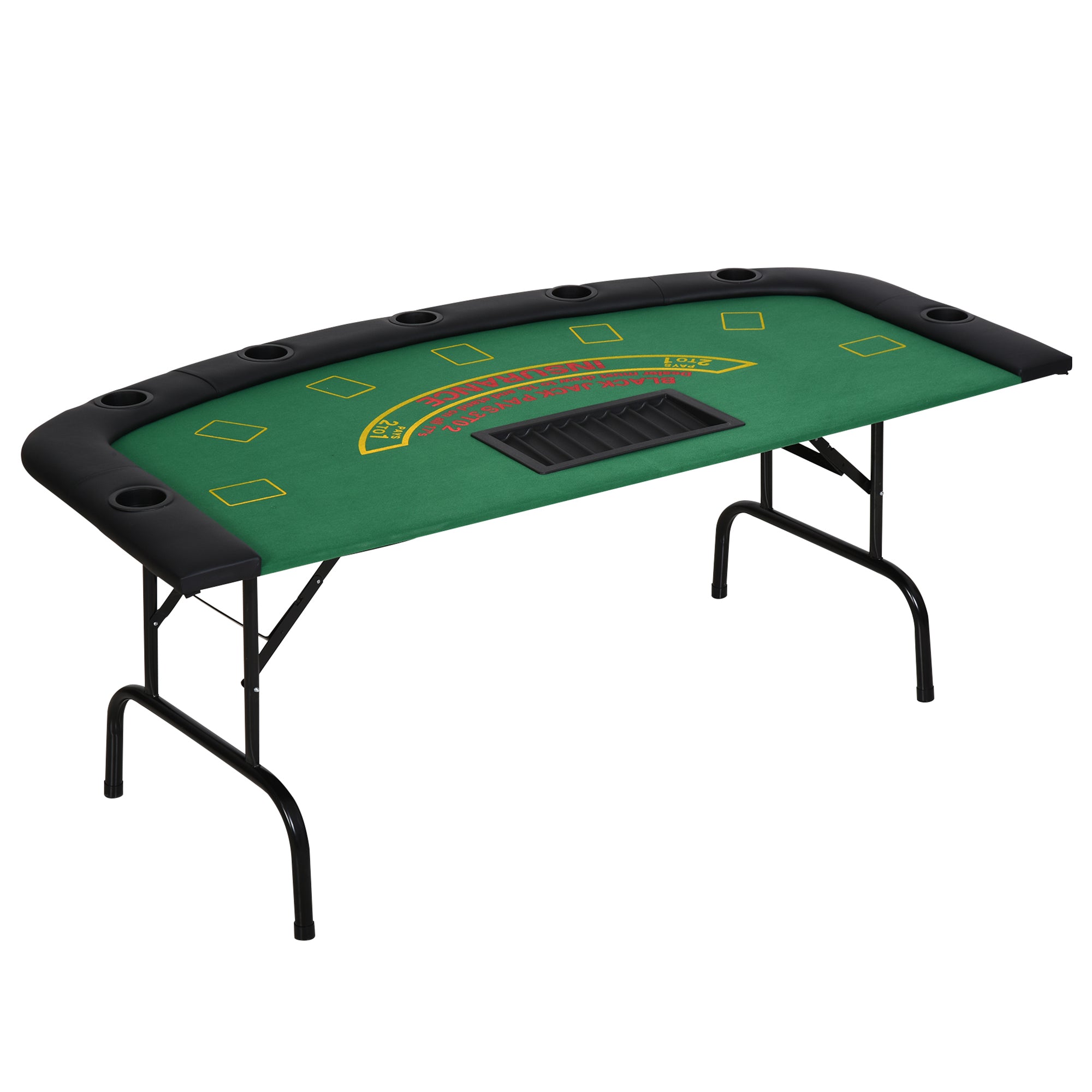 Semi-Oval Green Felt 7-Player Blackjack Table – Folded Portable Storage View | Bear Dice