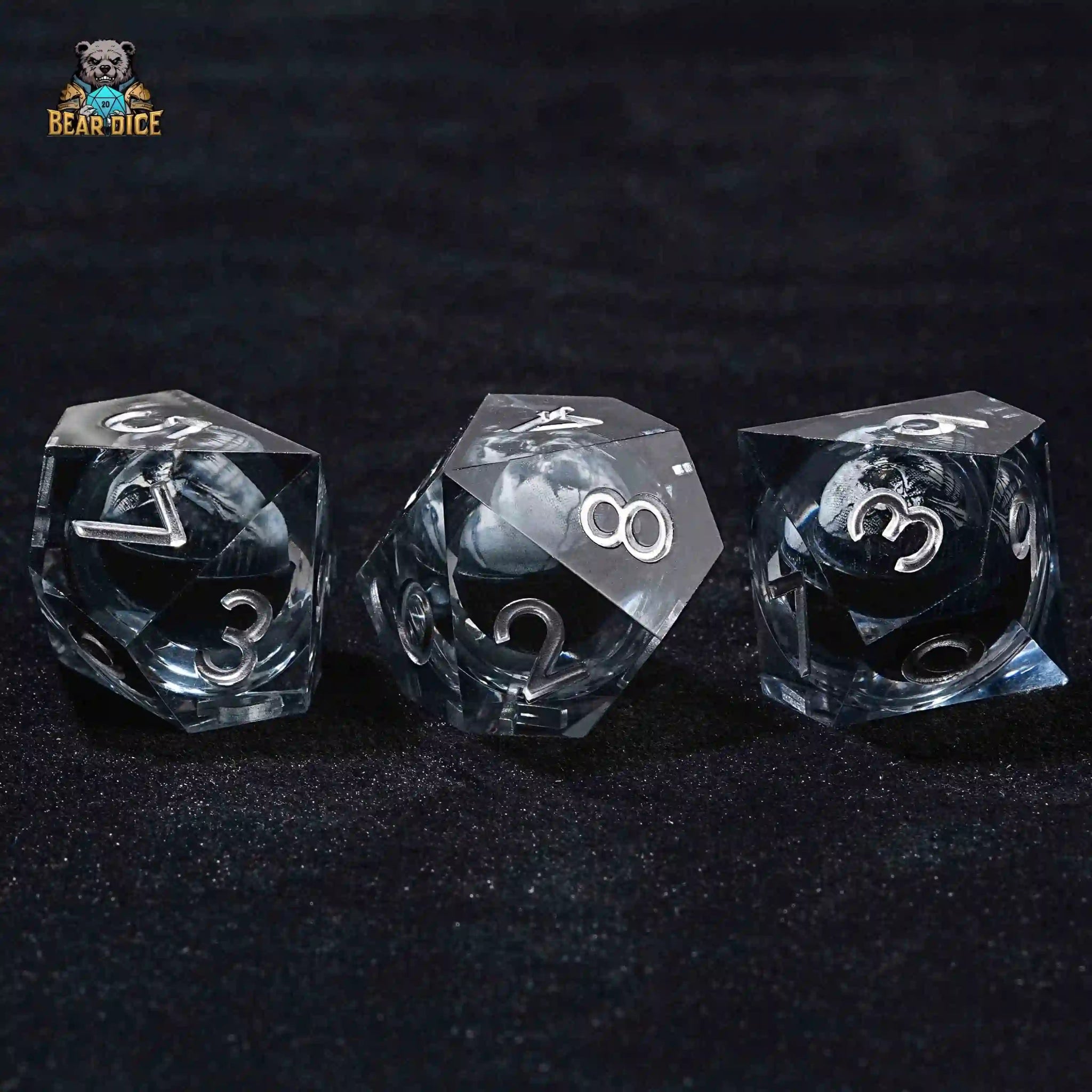 Shadow Skull D10 Dice Black Translucent Resin 10 Sided Dice - Bear Dice