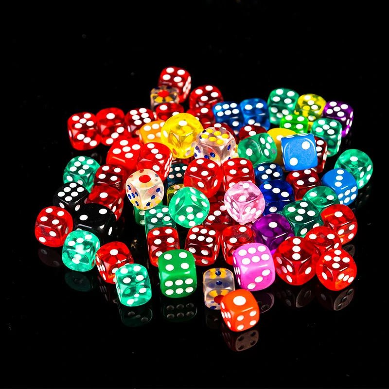 Single - color acrylic rounded transparent 6 - sided dice set (10 x D6 dice) + white dots - Bear Dice