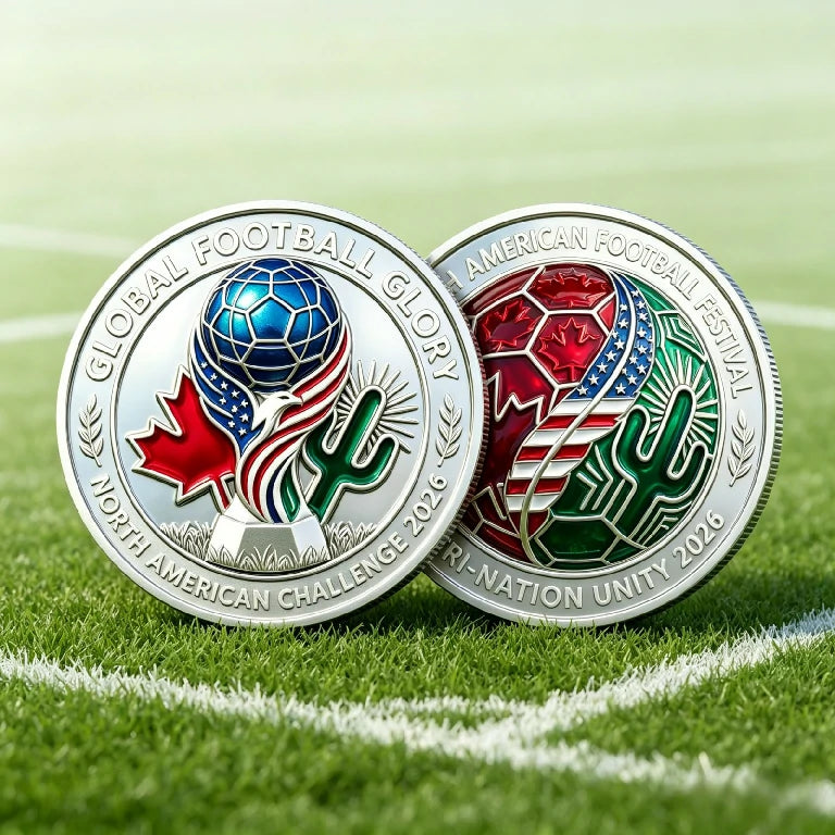 2026 World Cup 3D Embossed Commemorative Coin | Collectible Metal Football Souvenir Badge