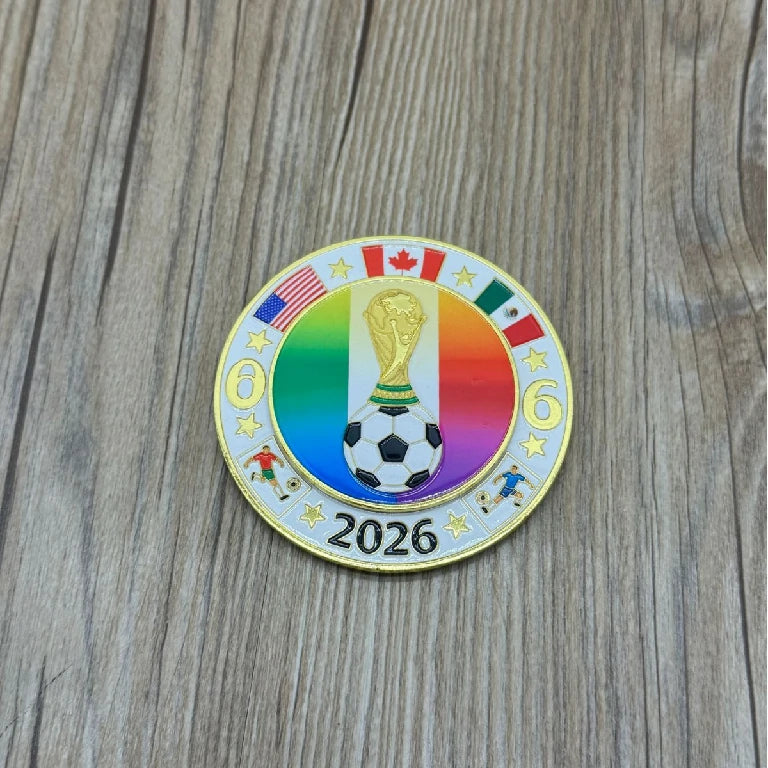 Magnetic Metal Refrigerator Magnet — Rotating, Colorful 2026 World Cup Soccer Ball
