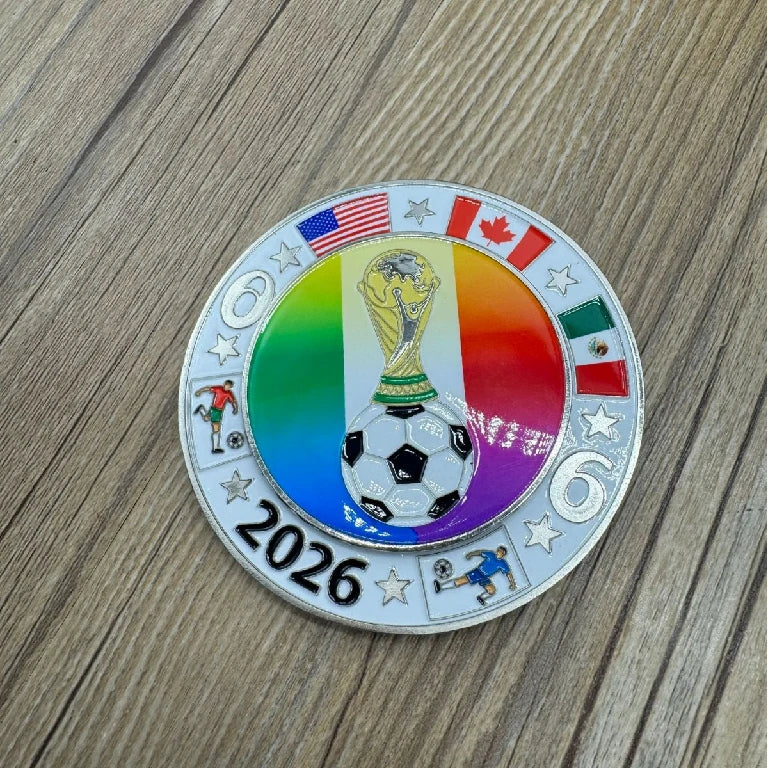Magnetic Metal Refrigerator Magnet — Rotating, Colorful 2026 World Cup Soccer Ball