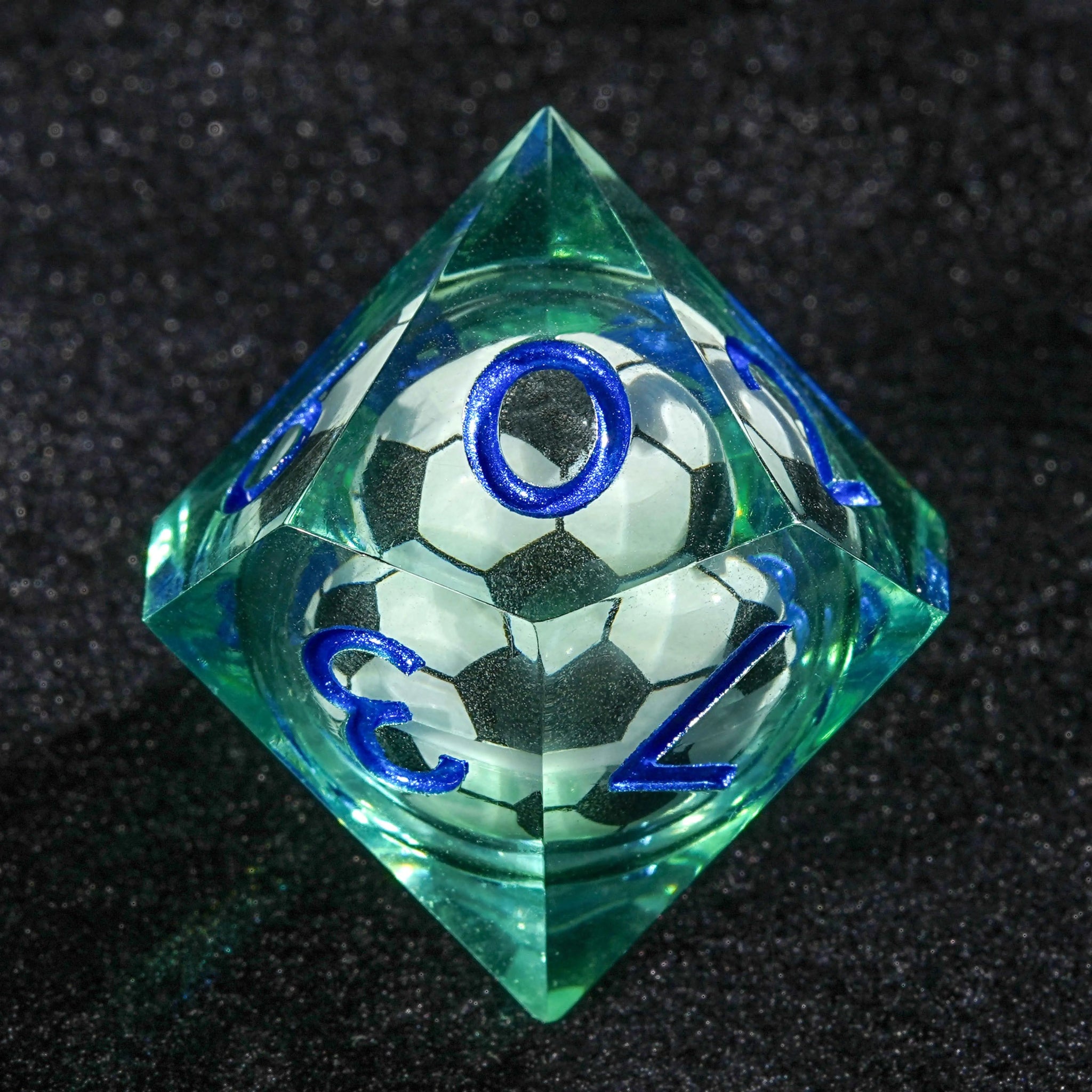Soccer Core Resin DND Dice Set + Blue Font - Bear Dice