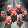 Solid Metal Sunburst Red and Yellow DND Dice Set - Bear Dice