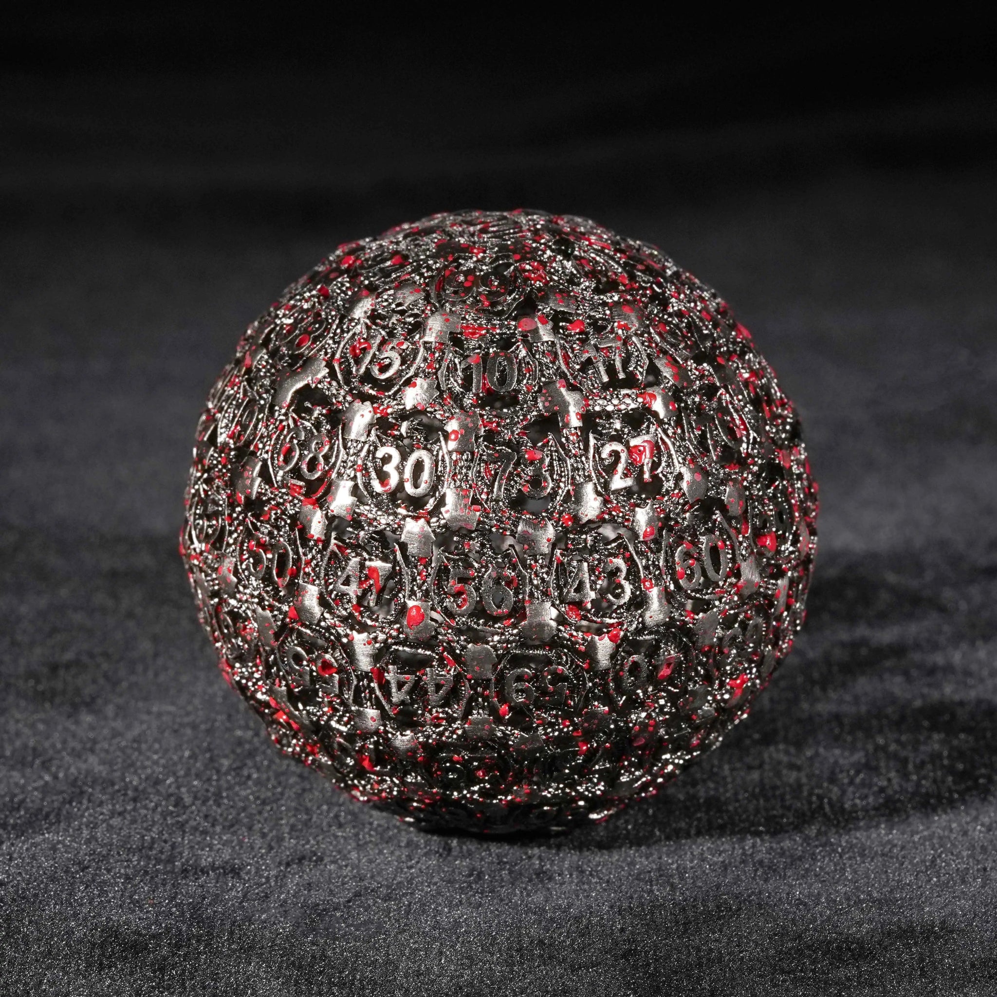 Spherical Pterodactyl 50 mm Blood D100 Metal DND Dice - Bear Dice