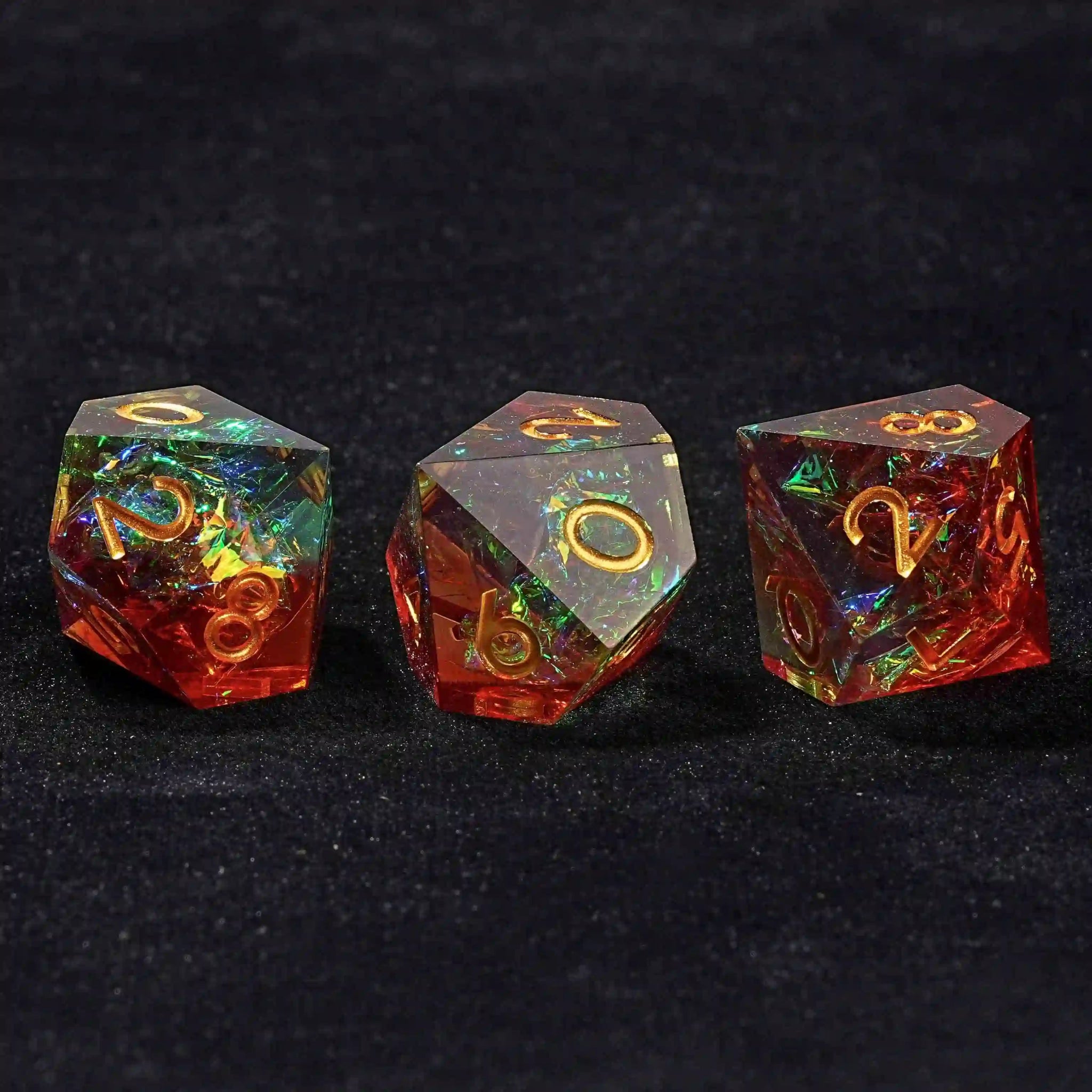 Translucent colorful 10 Sided Dice Resin D10 dice with gold numerals - Bear Dice