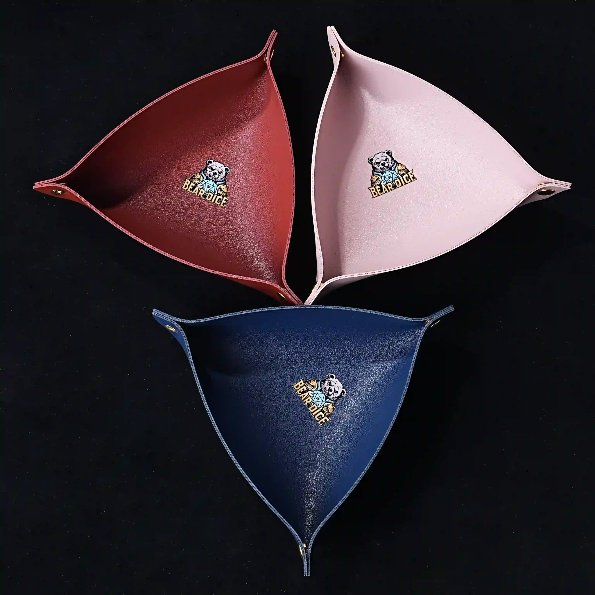 Triangle Folding Dice Tray Portable Leather Table Game Dice Accessories - Bear Dice