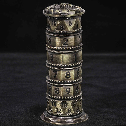 Unique dice tower spinner: black cylinder multi - layer rotating metal dnd dice + red numbers - Bear Dice