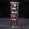 Unique dice tower spinner: black cylinder multi - layer rotating metal dnd dice + red numbers - Bear Dice