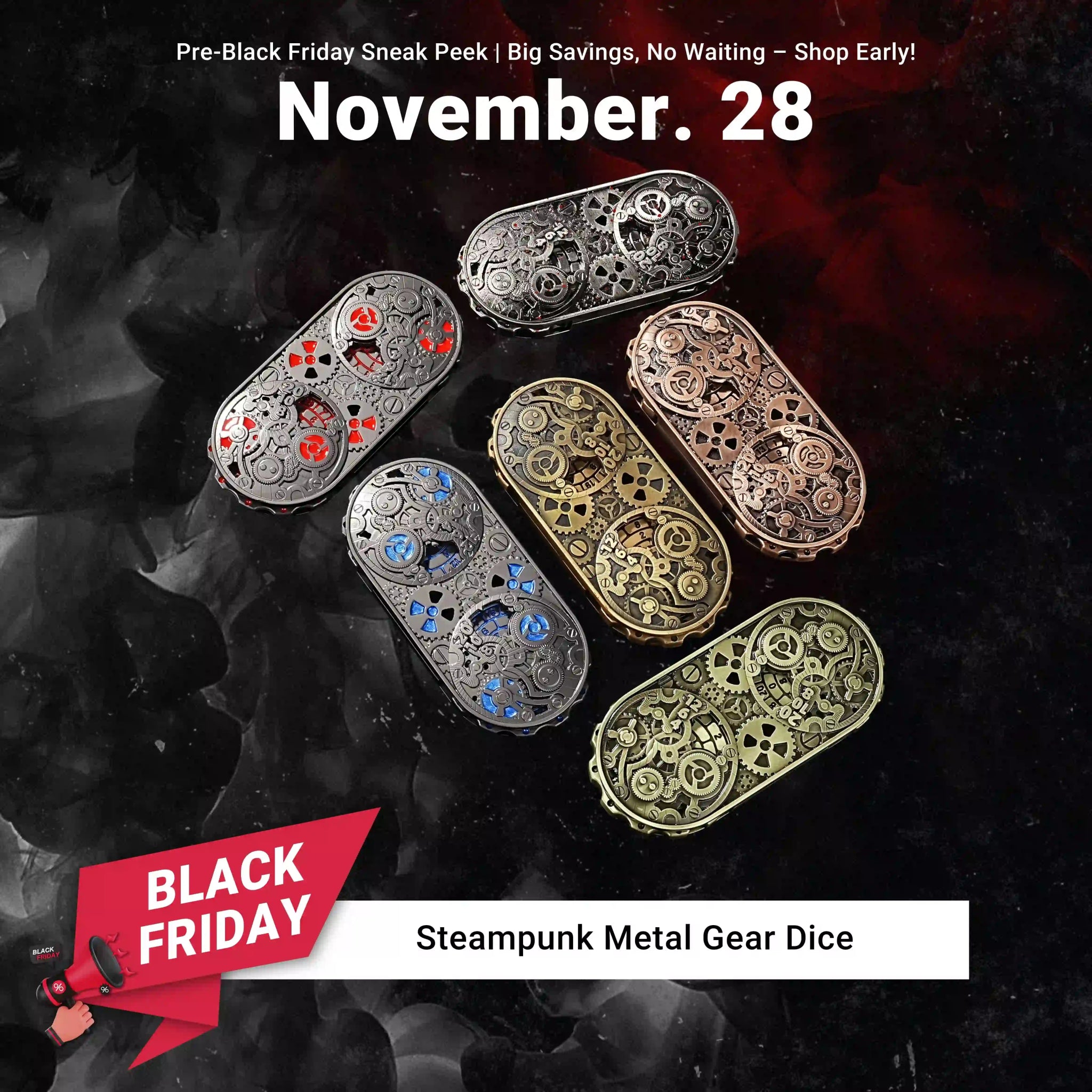 Unique DnD Dice Spinner - Steampunk Metal Gear Dice - Bear Dice