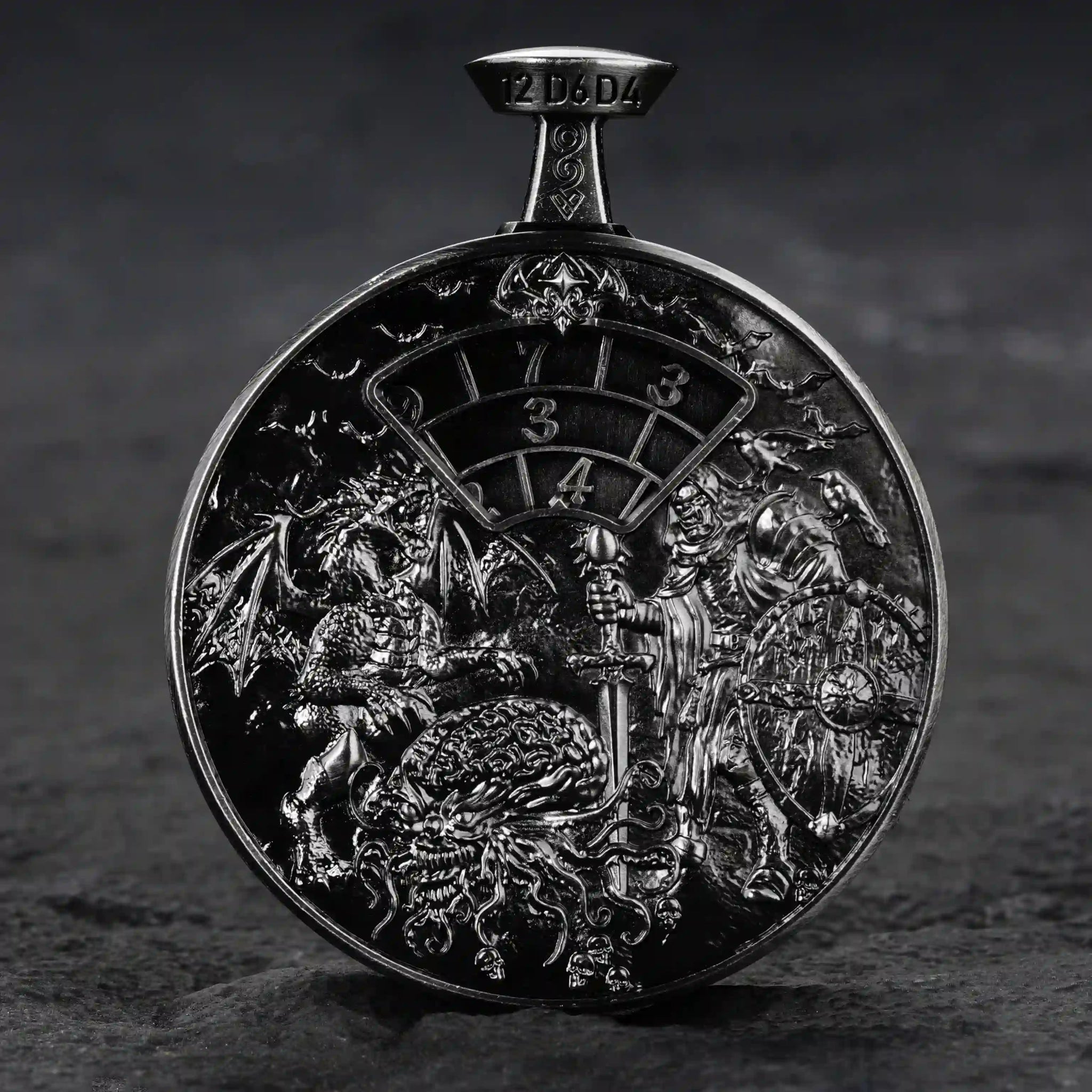 Unique Metal DND Spinning Dice Pocket Watch - Bear Dice