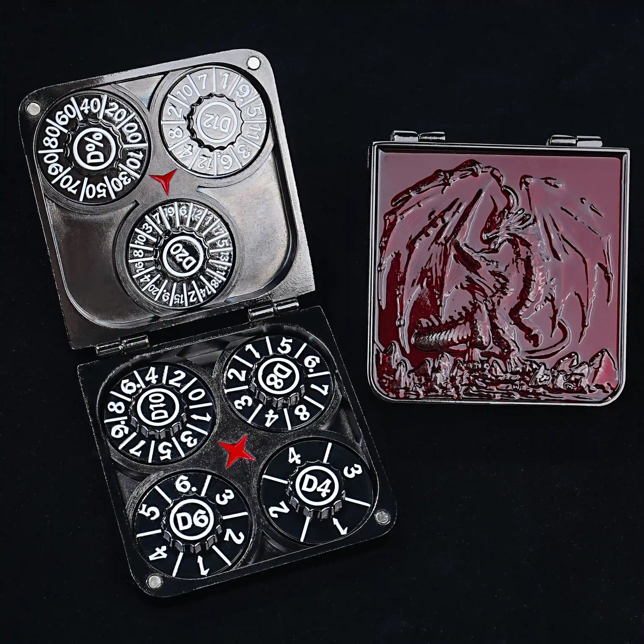 Unique Metal Foldable Dice Box with Magnets 7 in 1 Roulette DND Dice Spinner - Bear Dice