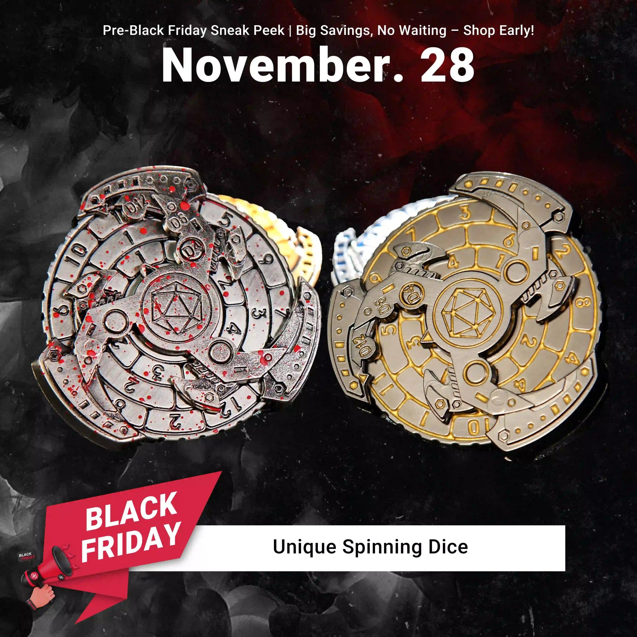 Unique Spinning Dice: 7 in 1 Spinning Gear Mechanical Knife Fidget Spinner Roulette Dice - Bear Dice