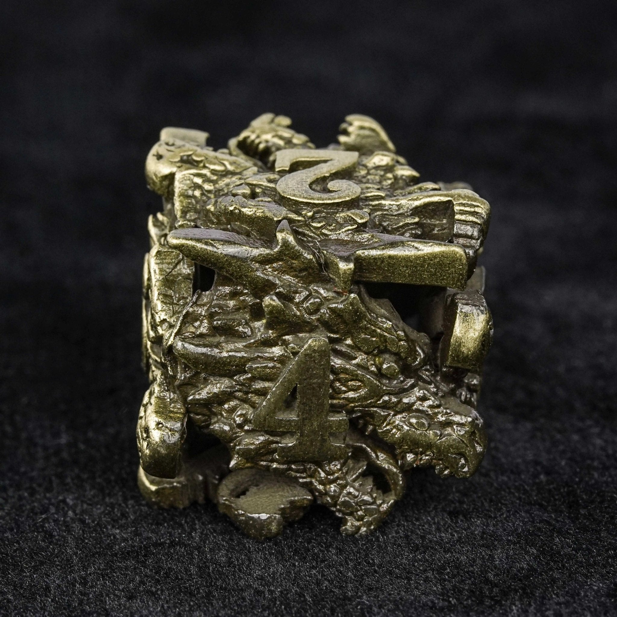 Unusual dragon head bronze hollow metal irregular dnd dice set - Bear Dice