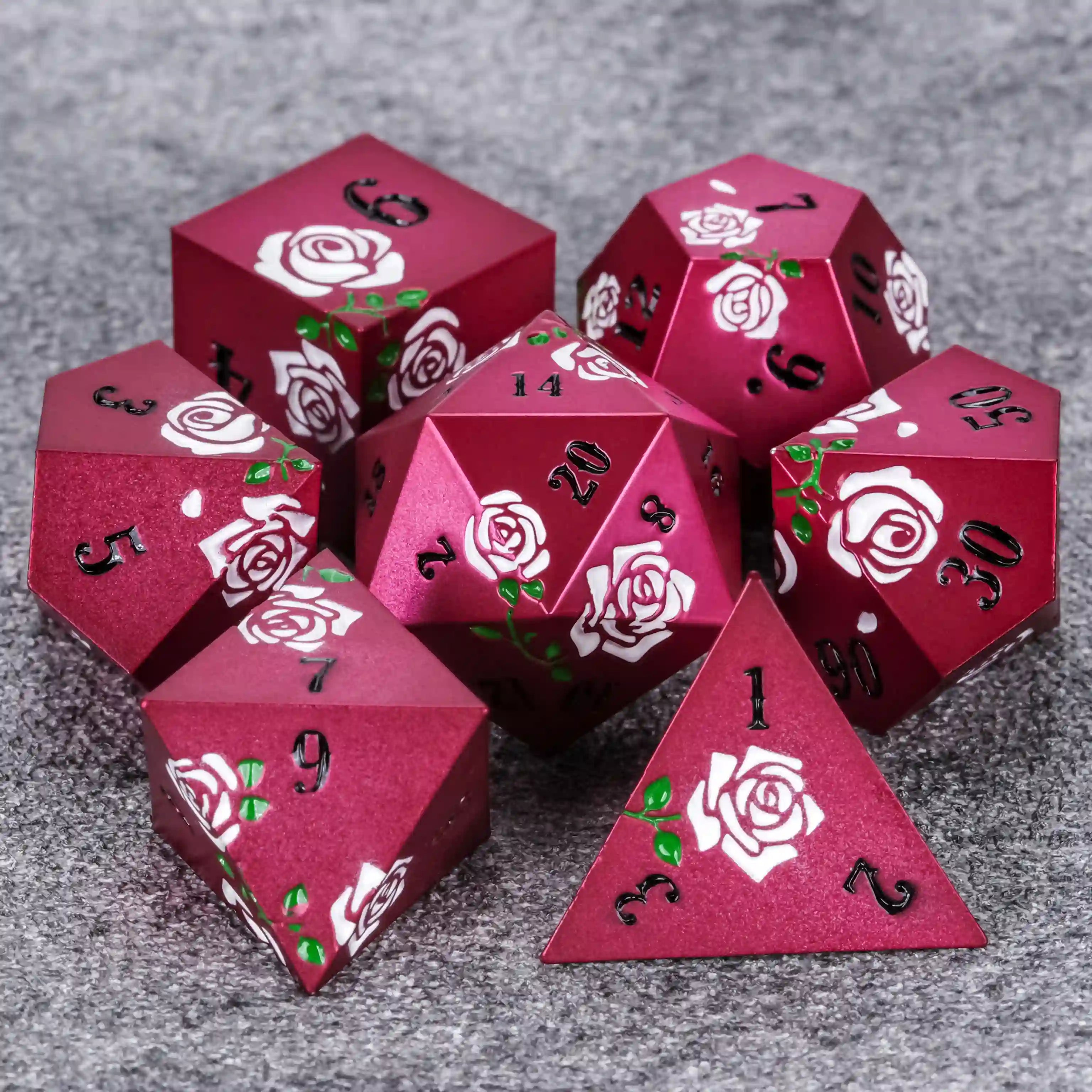Valentine's Day DND Dice Gift - Rose Metal Dice Set - Bear Dice