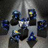Van Gogh Dark Blue Resin DND Dice Set + Blue Font - Bear Dice