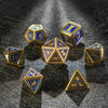 Vintage Luxury: Gold Blue Dragon Scale Metal DND Dice Set - Bear Dice