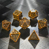 Vintage Sun Pattern Antique Gold Solid Metal RPG Dice Set - Bear Dice