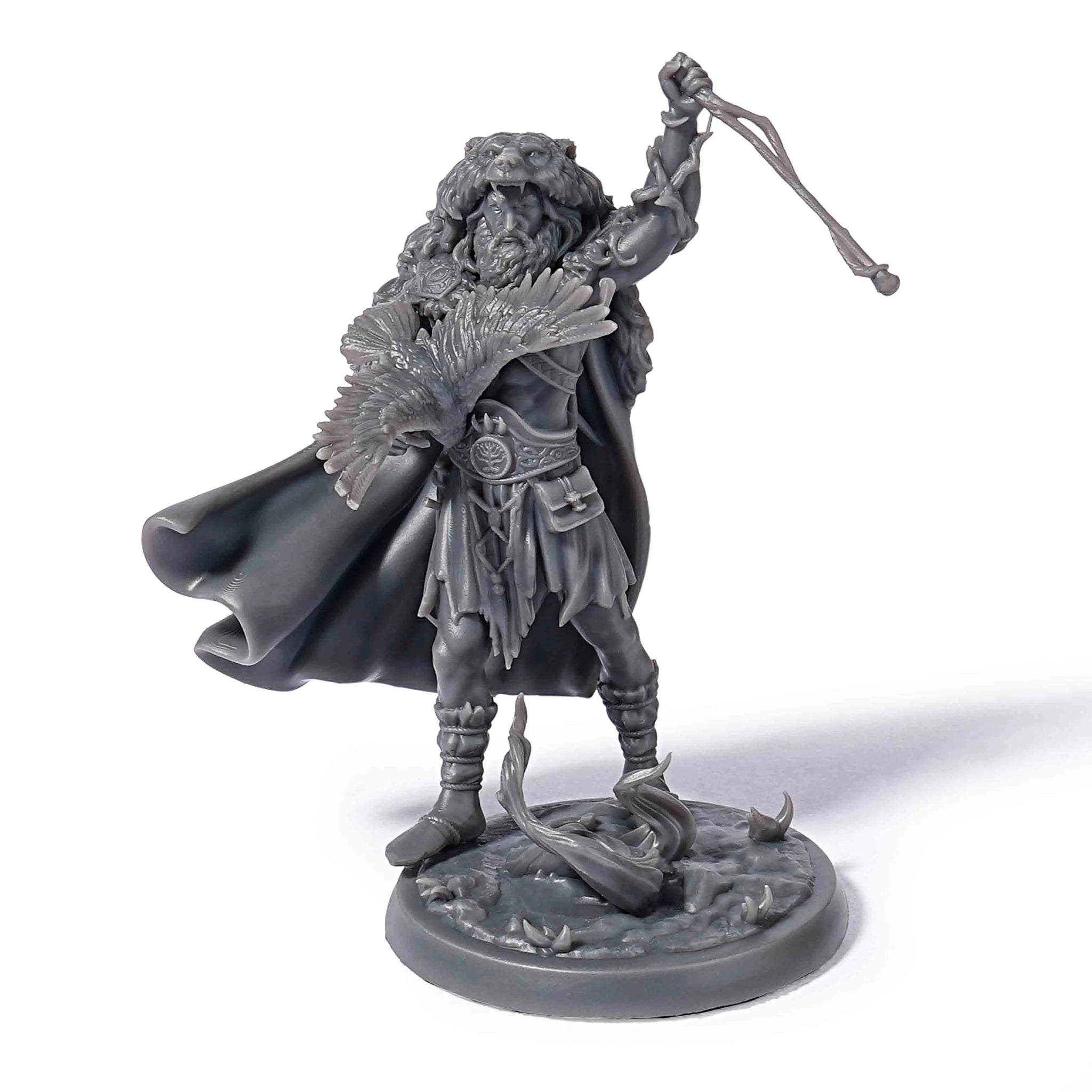 Wild Guardian - 3D Printed Bear Hunter Druid DND Character Miniature Model - Bear Dice